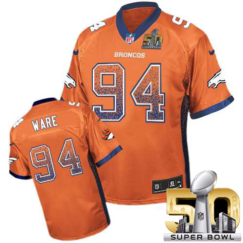 Men's Elite DeMarcus Ware Super Bowl L Nike Jersey Orange - #94 Drift Fashion NFL Denver Broncos